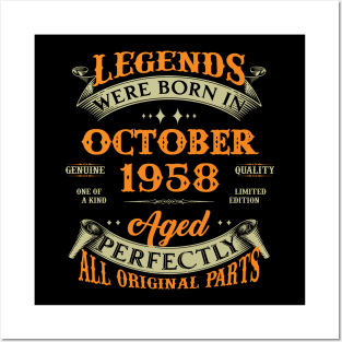 65th Birthday Gift Legends Born In October 1958 65 Years Old Posters and Art
